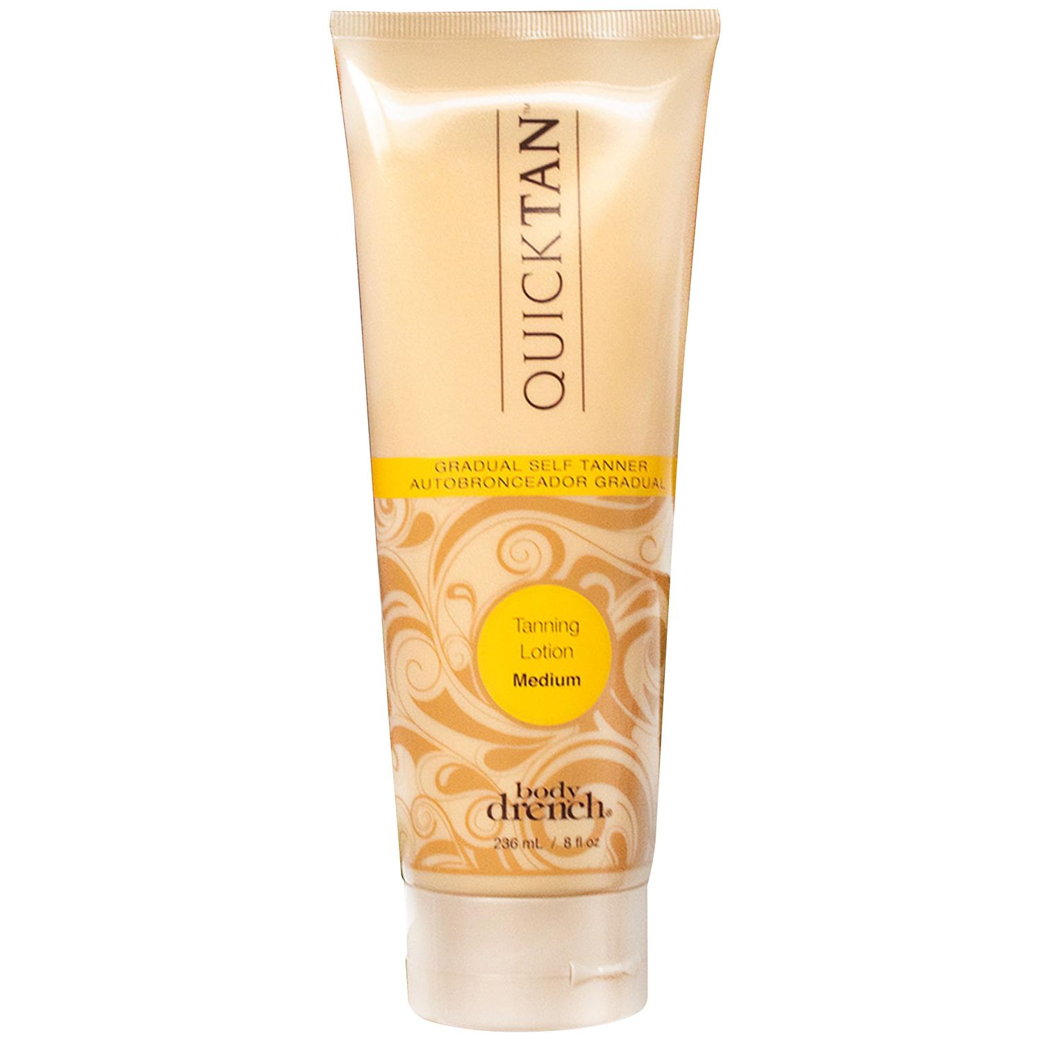 Body Drench Quick Tan Gradual TanningBronzing Lotion Self Tan, Sunless Tanner Solution for Mess Free Coverage Medium, 8 Fl Oz