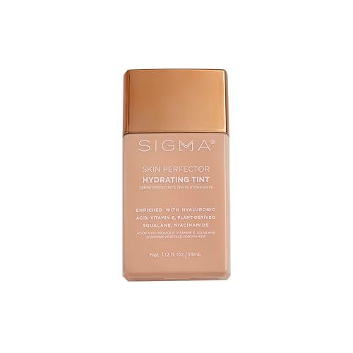 Sigma Beauty Skin Perfector - Hydrating Skin Tint Foundation for Lightweight, Buildable Coverage, With Hyaluronic Acid, Niacinamide Serum, and More 1 Fair Ivory Tint, 1.12oz