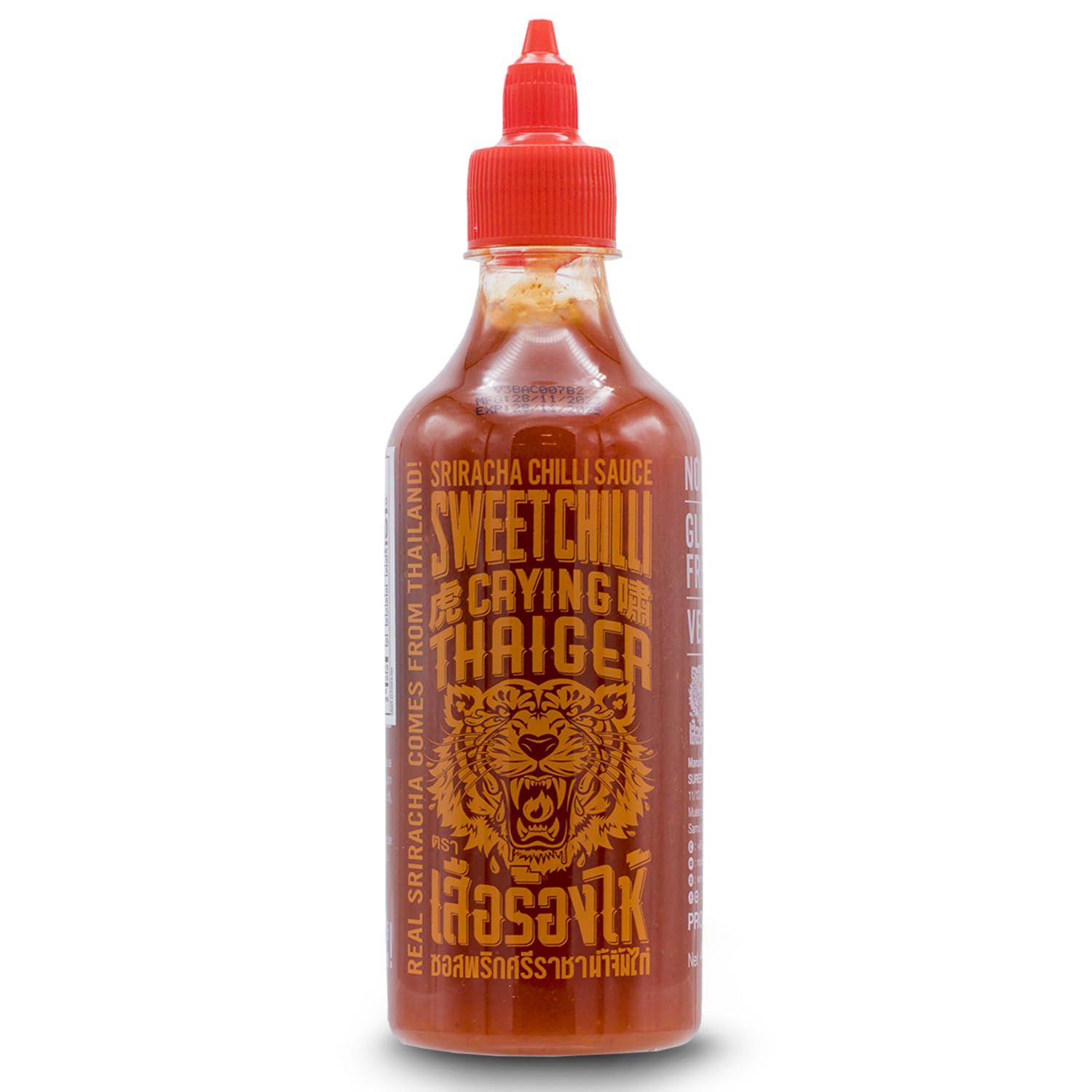 Crying Thaiger Sriracha Sweet Chili Sauce in Squeeze Bottle 18.9 Ounce, Vegan, Gluten Free, Non-GMO, from Thailand Pack of 1