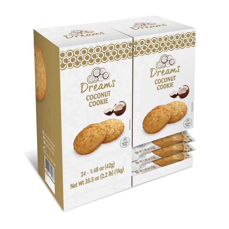 Coconut Cookie with Peanuts Cookie - Macaroons, Healthy Snacks, Gluten-Free, Protein and Nutrient Packed - DREAMS COCONUT - Pack of 4 x 1.48oz42g, 5.92oz 168g