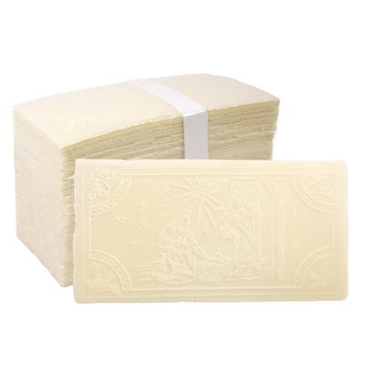 Bulk Traditional Polish White Oplatki Christmas Wafers with Traditional Nativity Design for Wigilia Celebrations, Set of 60