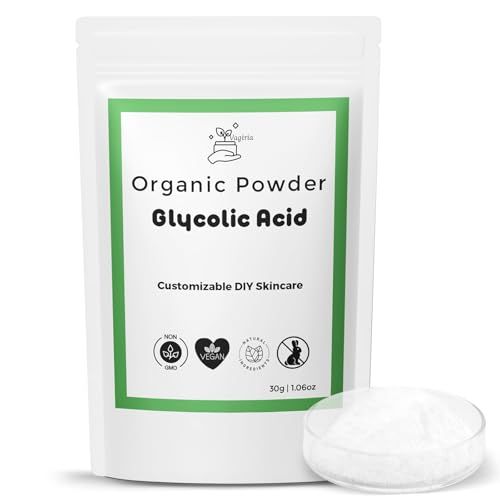 99 Pure Glycolic Acid Powder - Cosmetic Grade Exfoliant for DIY Skincare - Professional-Grade, Gentle Exfoliation for Radiant Skin - Ideal for Toners, Masks, and Chemical Peels - 30g