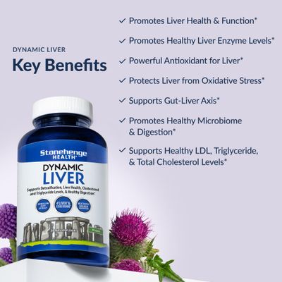 Stonehenge Health Dynamic Liver Supplement, Supports Detoxification, Liver Health, Cholesterol and Triglyceride Levels, &amp; Healthy Digestion, 60 Capsules