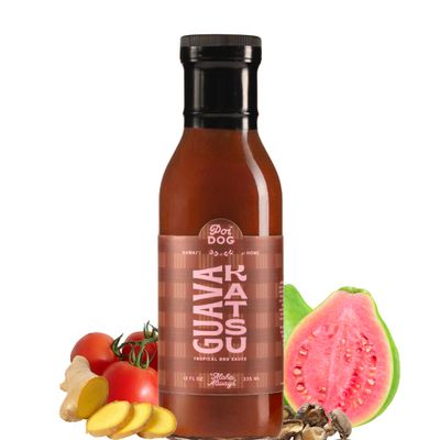 Poi Dog - Guava Katsu Sauce - Tropical Umami-Rich BBQ and Dipping Sauce - Japanese Style With Miso, Ginger, &amp; Tomatoes - Vegan, Gluten Free, Plant Based, Low Calorie &amp; Carb - 12 oz Glass Bottle