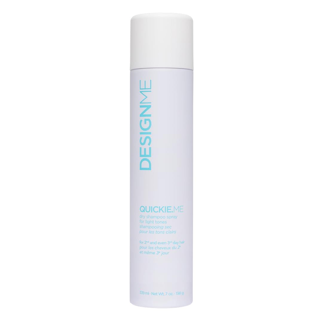 Design.Me QUICKIE.ME Dry Shampoo for Light Tones Instantly Refreshes, Absorbs Oils Root-Lifting Formula with Rice Starch Residue-Free Waterless Spray for Blonde, Platinum, &amp; Grey Hair