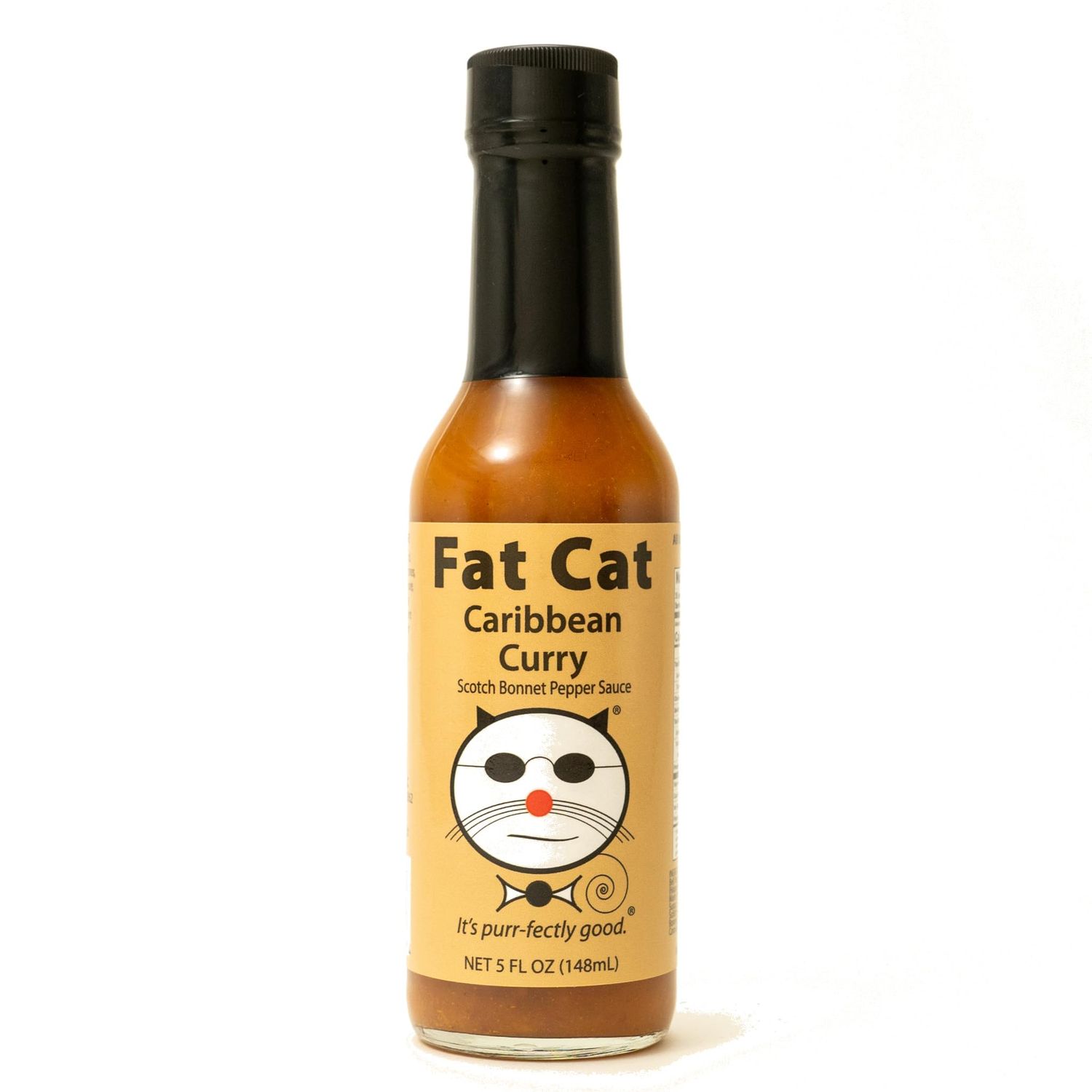 Carribean Curry Scotch Bonnet Pepper Sauce by Fat Cat Gourmet Spicy and Savory For Grilled Chicken, Steak, Pork, Seafood, Veggies Hot All Natural, Gluten Free, Vegan &amp; Keto Friendly 1 bottle