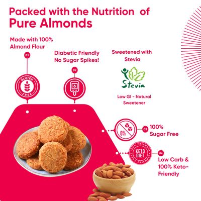Artinci Almond Keto Cookies Diabetic Friendly Gluten Free Sugar free Biscuit Diet snacks for Healthy Living O_&_R_C_Pack of 1_Migrated Template185 g Pack of 3