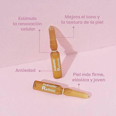 Babaria - Retinol Ampollas Antiedad Procollagen, Piel Renovada, Firme y Elastica, con Vitamin A Premium, Apto para Todo Tipo de Pieles, Incluso Sensibles - 5 Uds de 2 ml