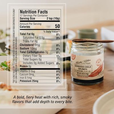 Spicy Serrano &amp; Mild Jalapeno Pepper Chili Crisp Crunch - 6oz Variety 2 Pack - All Natural Chili Oil Hot Sauce 100 Olive Oil, Garlic &amp; Rosemary - Crunchy Mexican Seasoning - Gluten Free Vegan