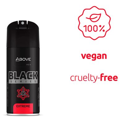 ABOVE Black Series Body Spray, Extreme, 2.12 oz - Deodorant Spray - Woody Fragrance - Masks Perspiration Odors - Long-Lasting Dry Spray - Cruelty-Free