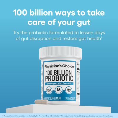 Physician's CHOICE 100 Billion Advanced Probiotic - 16 Strains Organic Prebiotics - Digestive & Gut Health - Supports Occasional Constipation, Diarrhea, Gas & Bloating - Probiotics for Women & Men
