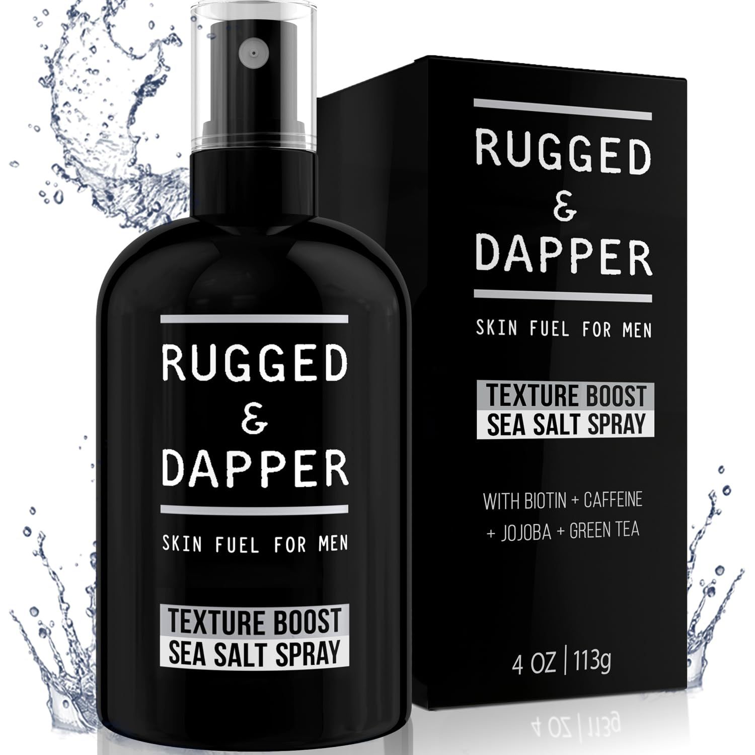 RUGGED &amp; DAPPER Texture Boost Sea Salt Spray for Men - 4 oz, Hair Styling Agent, Adds Body and Fullness to Hair, Enhances Natural Texture, Locks in Moisture, Ocean Fresh Scent