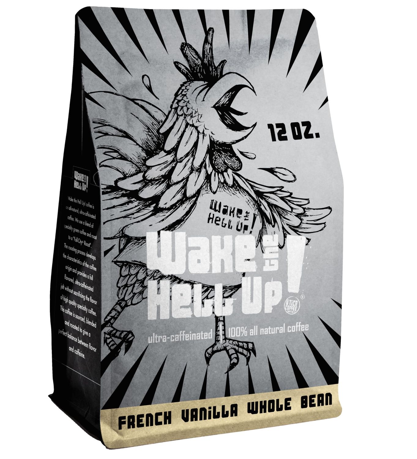 Wake The Hell Up! French Vanilla 12oz Ultra-Caffeinated Whole Bean Coffee