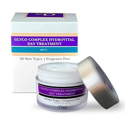 Dinur Cosmetics Glyco Complex Day Treatment Lightweight Moisturizing Cream with Glycolic Acid Exfoliating &amp; Hydrating Formula for Smoother Radiant Skin Ideal for Use Under Makeup or Alone 2 OZ
