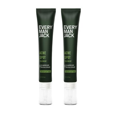 Every Man Jack Acne Spot Treatment - Maximum Strength, Fast Absorbing Skin Clearing Serum - 2 Salicylic Acid, Activated Charcoal, Niacinamide - Target Acne &amp; Blemishes, Reduce Redness - 0.5oz 2 Pack