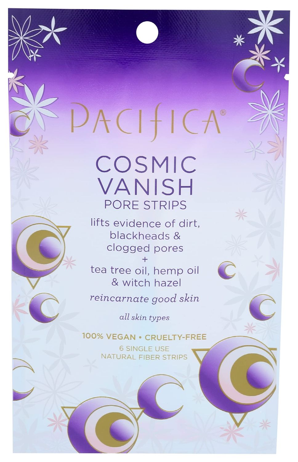 Pacifica - Blackhead Remover Pore Strips - Cosmic Vanish - for Nose, Chin &amp; Forehead - Deep Cleansing Nose Strips wInstant Pore Unclogging - Oil-Free, Non-Comedogenic Use Vegan Dermatologist Tested