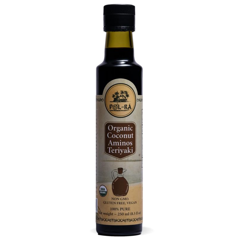 P L-RA Organic Coconut Aminos Sauce Teriyaki - Soy Sauce Alternative - Vegan, Paleo &amp; Keto - Soy Free - Low Glycemic, Low Sodium - Marinade Substitute - Gluten Free - Kosher - 8.5 oz - Pack of 1