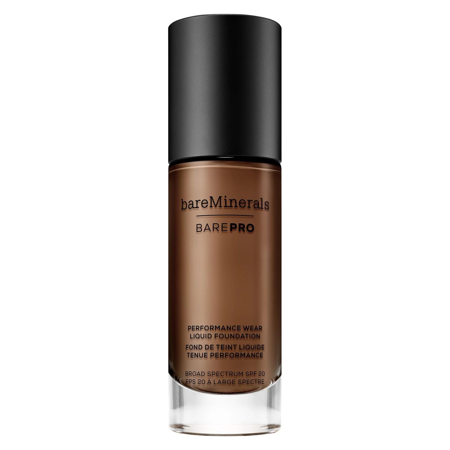 bareMinerals Barepro Performance Wear Liquid Foundation SPF 20, Breathable Makeup for Face, Full Coverage, 24HR Wear, Natural Matte Finish, Vegan Cocoa 30