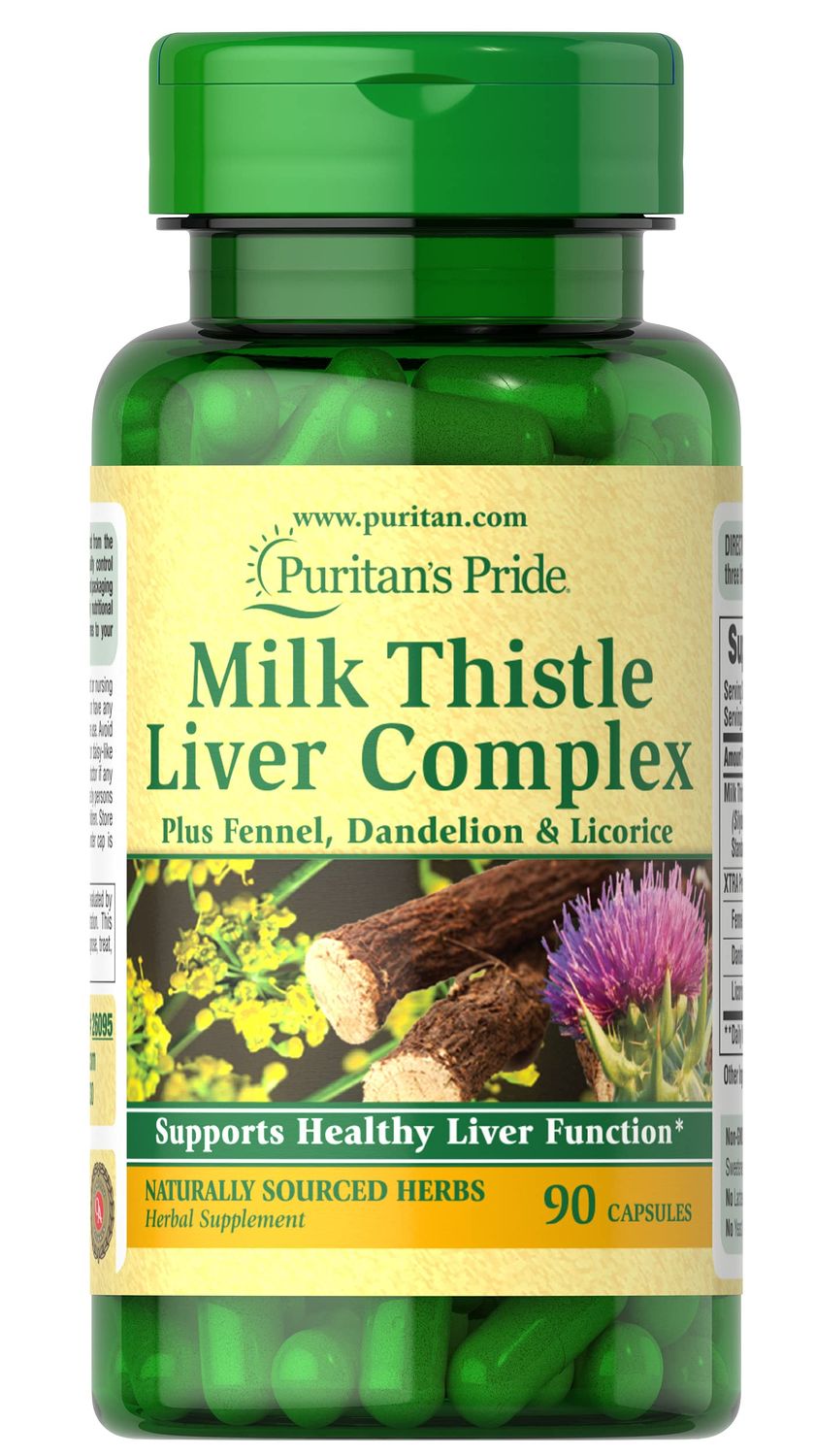 Puritan&#39;s Pride Milk Thistle Liver Complex, Supports Healthy Liver Function, 90 Count, White