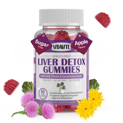 VIDAVITE Sugar-free Liver Cleanse Detox &amp; Repair Gummies - 1500mg Milk Thistle Supplement with Artichoke, Dandelion and 20 Herbs - Essential Liver Support Supplement for Men &amp; Women60 Vegan Gummies