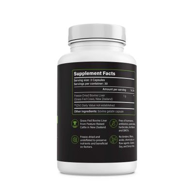 PRIMALRX Bovine Liver: Grass Fed Beef Liver Capsules - Beef Organ Supplement Vitamin A, B12, Choline, Heme Iron Supplements - 90 Dessicated Beef Liver Capsules