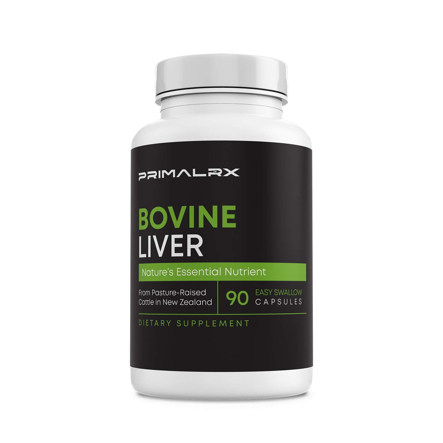 PRIMALRX Bovine Liver: Grass Fed Beef Liver Capsules - Beef Organ Supplement Vitamin A, B12, Choline, Heme Iron Supplements - 90 Dessicated Beef Liver Capsules