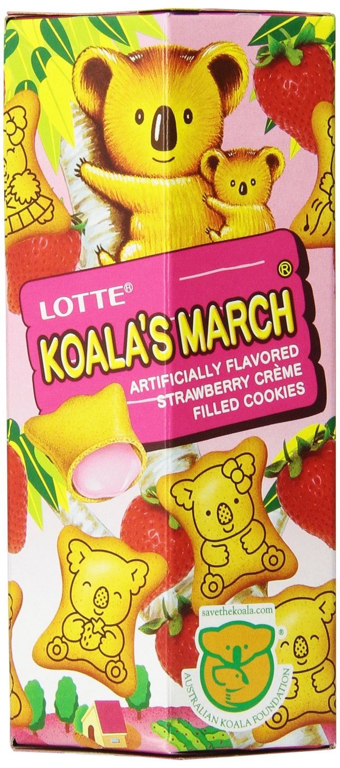 Lotte Koala&#39;s March Cookie with Strawberry Cream, 1.45 Oz, Pack of 12