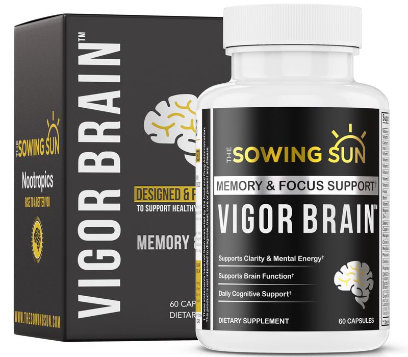 Vigor Brain Premium Nootropic Supplement - Concentration, Brain &amp; Memory Support - Formulated with 40 Unique Nootropic Ingredients: DMAE, Choline, Phosphatidylserine, Bacopa Monnier &amp; Huperzine A 1