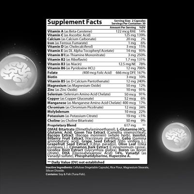 Vigor Brain Premium Nootropic Supplement - Concentration, Brain &amp; Memory Support - Formulated with 40 Unique Nootropic Ingredients: DMAE, Choline, Phosphatidylserine, Bacopa Monnier &amp; Huperzine A 1
