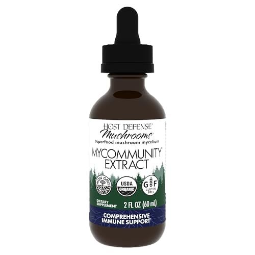 Host Defense MyCommunity Extract - 17 Species Blend Mushroom Supplement for Immune Support - Extract with Lion&#39;s Mane, Reishi, Chaga, Cordyceps, Turkey Tail &amp; More - 2 fl oz 60 Servings