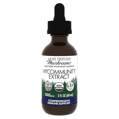 Host Defense MyCommunity Extract - 17 Species Blend Mushroom Supplement for Immune Support - Extract with Lion&#39;s Mane, Reishi, Chaga, Cordyceps, Turkey Tail &amp; More - 2 fl oz 60 Servings