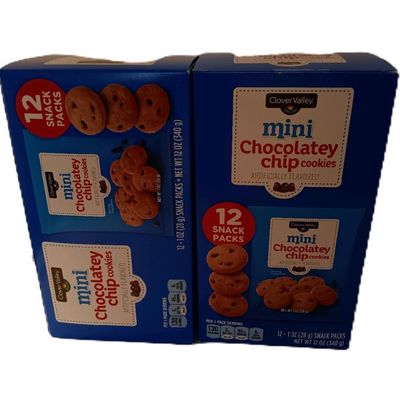 Clover Valley Mini Chocolatey Chip Cookies, 12 Snack Pack of 2, 12oz Each
