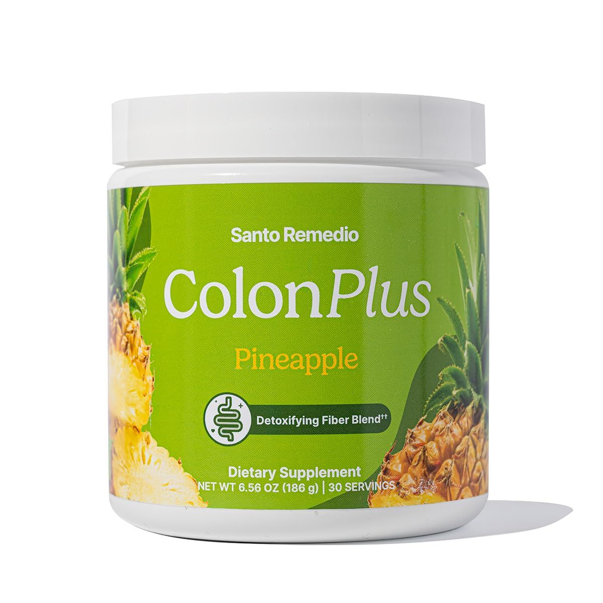 Santo Remedio Colon Plus, Colon Cleanser, Dietary Psyllium Husk Fiber and Probiotics Supplement, 30 Servings, Pineapple Flavor