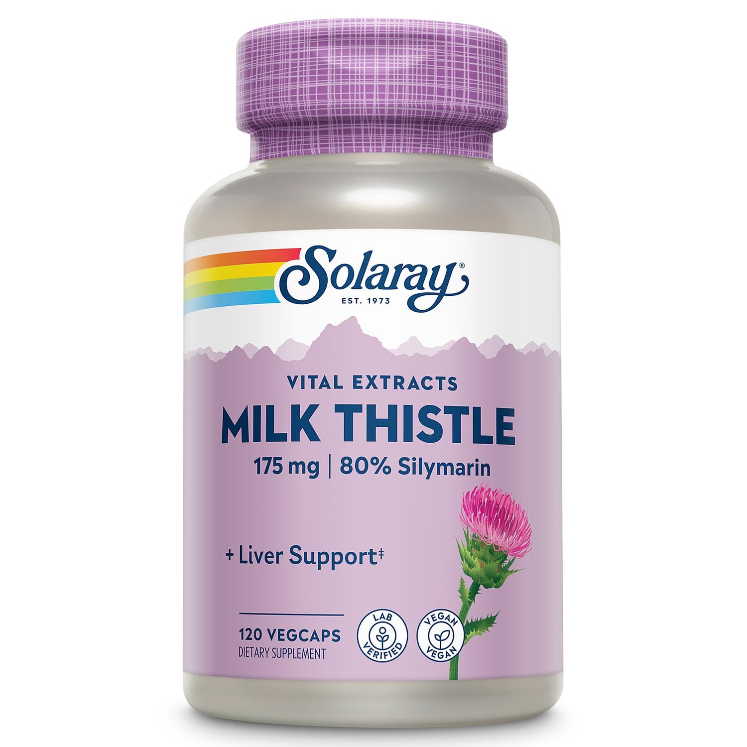 SOLARAY Milk Thistle Seed Extract 175mg Antioxidant Intended to Help Support a Normal, Healthy Liver Non-GMO &amp; Vegan 120 VegCaps