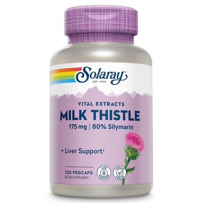 SOLARAY Milk Thistle Seed Extract 175mg Antioxidant Intended to Help Support a Normal, Healthy Liver Non-GMO &amp; Vegan 120 VegCaps