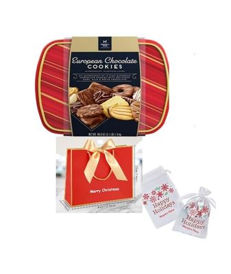 Luxury Assortment Of Europeen Christmas Chocolate Cookie Christmas Cookie Assortment -MembersMakT European Chocolate Cookies 49.4 Ounce Packaged with Maryse&#39;s Place Holiday Bag
