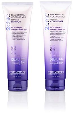 GIOVANNI COSMETICS - 2Chic Repairing Shampoo &amp; Conditioner, 8.5 Fluid Ounce 250 Milliliter - Dual Repairing Complex For Damaged Over-Processed Hair