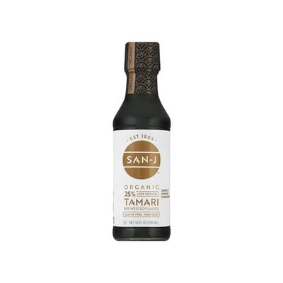 San J International, Sauce Tamari Gluten Free Reduced Sodium Organic, 10 Fl Oz