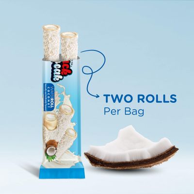 Snack Break Coconut Wafer Rolls, Rolled Wafer Cookies, Coconut Coated Delicious Snack, Individually Wrapped, Crunchy Sticks for On-the-Go, Coffee, Tea, Pack of 24