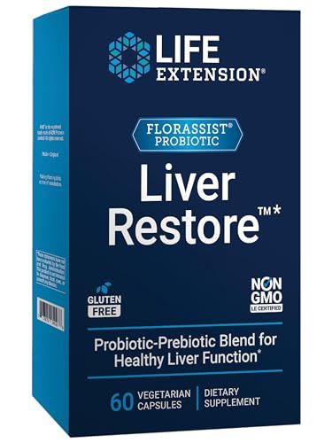 Life Extension FLORASSIST Liver Restore, Liver Health probiotics, prebiotics, Liver Support, Healthy Liver enzymes, Gluten-Free, Non-GMO, Vegetarian, 60 Capsules