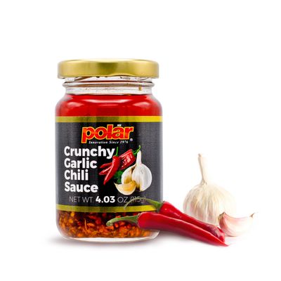 Polar Crunchy Garlic Chili Sauce 4.03oz Pack of 12, Extra Crispy Chili Oil, Savory Umami Topping, Good on Everything, Gourmet Hot Sauce, Savory condiment, Vegan Friendly, Gourmet Hot Sauce, No MSG,...