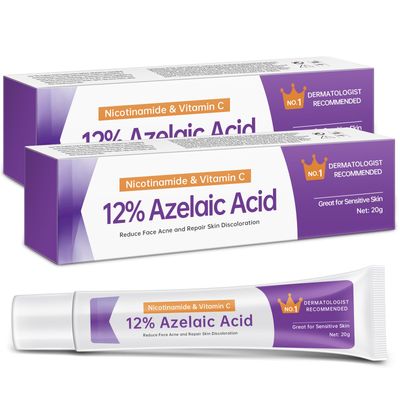 Azelaic Acid 12 Serum for Acne, 2PCS Azelaic Acid Cream Reduces Acne and Pimples, Nicotinamide Serum for Facial Redness and Excess Sebum for Smooth Skin