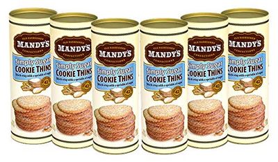 Mandy's Cookie Thins, Simply Sugar, 4.6 Ounce Pack of 6