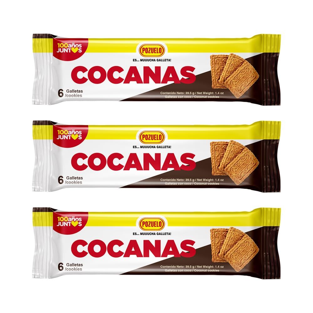 Pozuelo Cocanas Cookies Coconut Cookies Fresh &amp; Crunchy Great Dessert 5.89 Oz Pack of 3