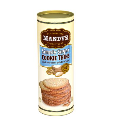 Mandy&#39;s Cookie Thins, Simply Sugar, 4.6 Ounce Pack of 6