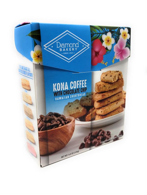 Diamond Bakery - Hawaiian Shortbread Cookies New Flavors - 4.4 oz Individually Wrapped Kona Coffee with Chocolate Chip