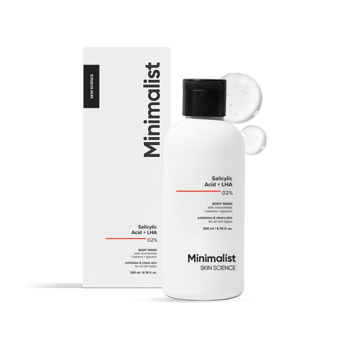 Minimalist 2 Salicylic Acid Body Wash Acne Body Wash for Exfoliating, Excess Sweat, Rough &amp; Bumpy Skin Sulphate SLS, Dye, &amp; Fragrance Free Shower Gel For Women &amp; Men 6.76 Fl Oz 200 ml