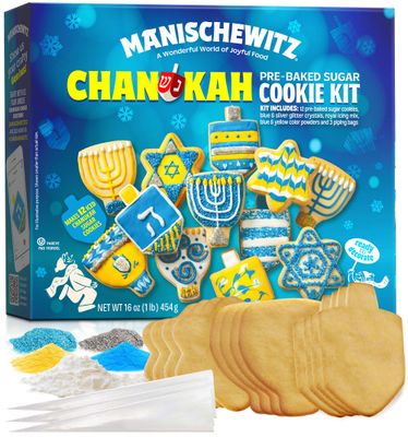 Manischewitz Chanukah Sugar Cookie Decorating Kit 12 Cookies Do-it-yourself, Chanukah Pre-Baked Sugar Cookies, Lots of Fun! Ready to Decorate and Eat! Yields 12 Cookies, Kosher &amp; Fun Hanukkah Activ...