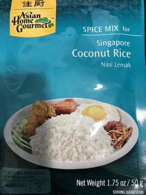 Asian Home Gourmet Spice Paste for Rice: Singapore Coconut Rice Mix Nasi Lemak 5 X 1.75 Oz