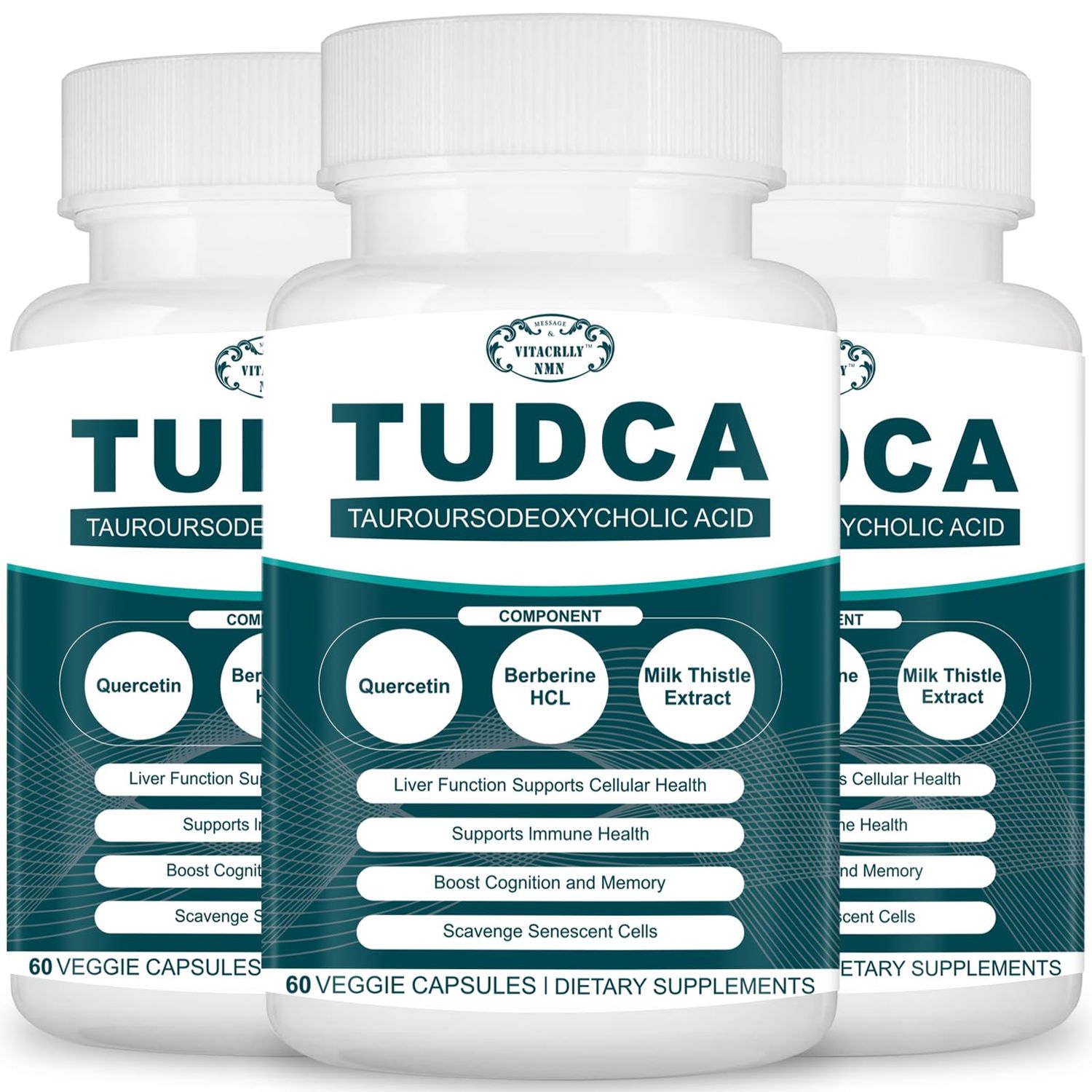 VITACRLLYNMN 2200MG TUDCA Liver Supplements - Bile Salts Supplement Complex for Liver Detox &amp; Cleanse, Gallbladder Cleanse, Digestive Health 180 Capsules
